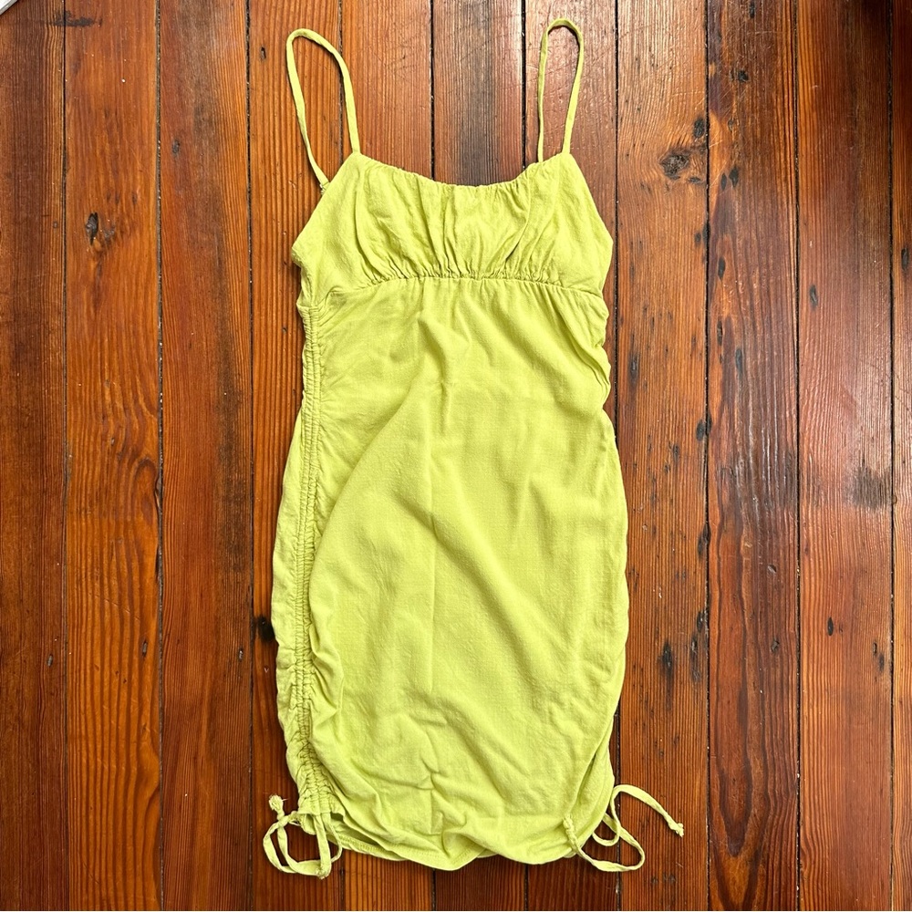 Eyeshadow neon lime green side tie mini dress - so cute Small